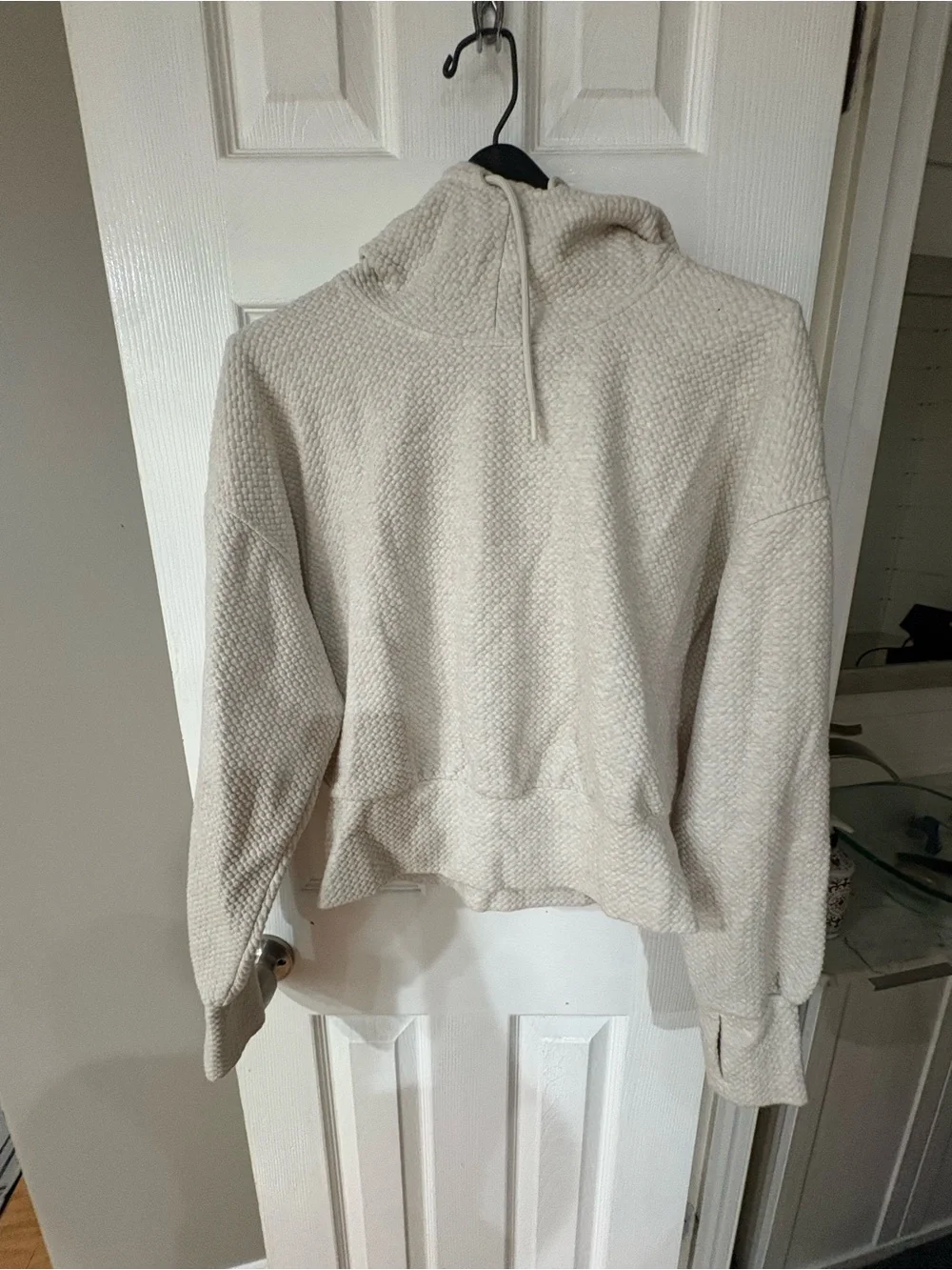 Women’s Textured Hooded Sweater - Light Beige